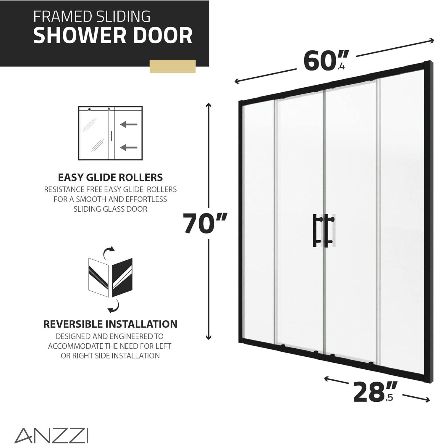 60" - 60.4" W x 70" H Framed Shower Door