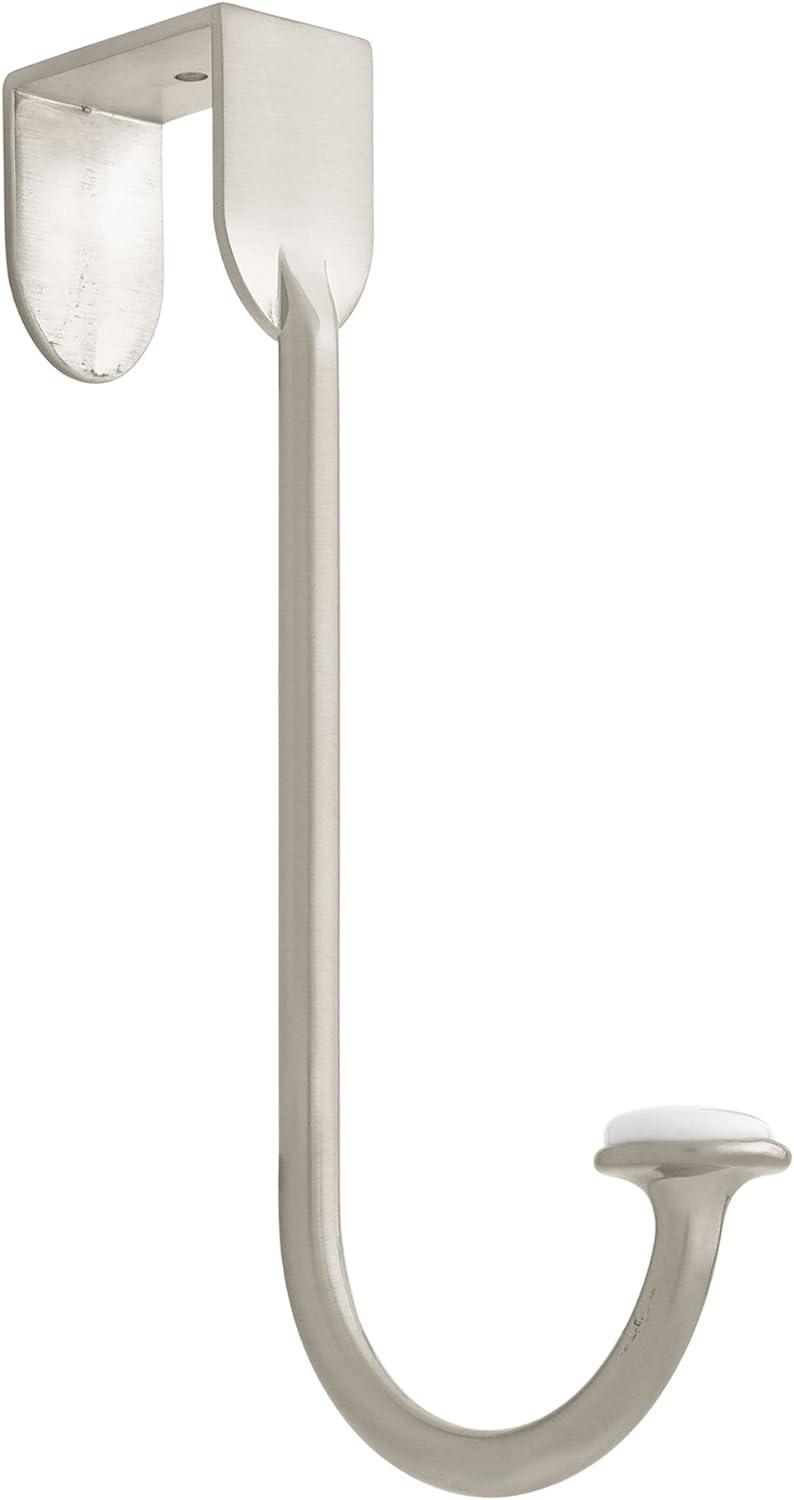 Satin Nickel Over-the-Door Hook with Ceramic Insert