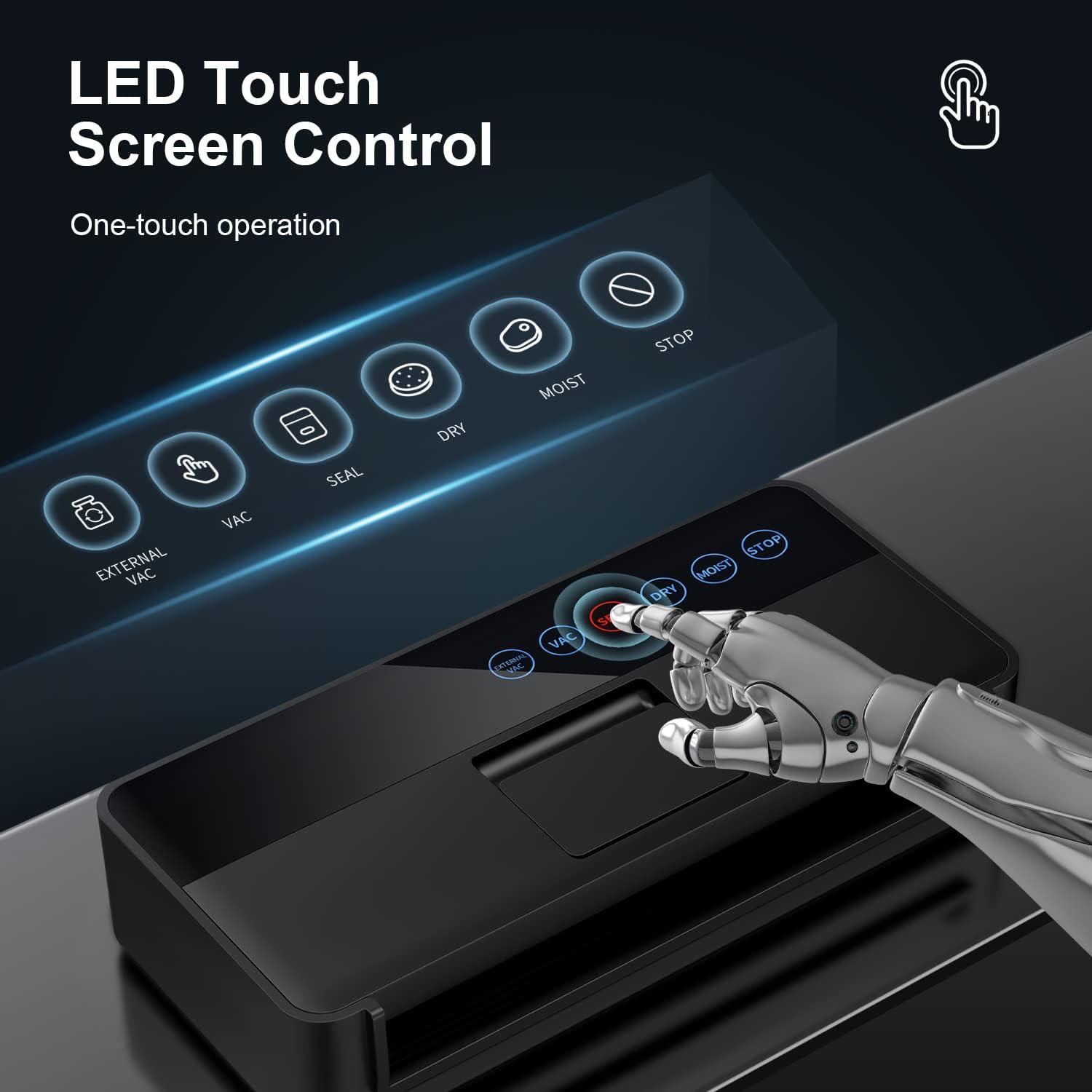 Vacuum Sealer Machine, Full Automatic Food Sealer (95Kpa), vacuum sealers bags, Air Sealing System Dry, Moist Food Preservation Modes, Lab Tested, LED Indicator Lights