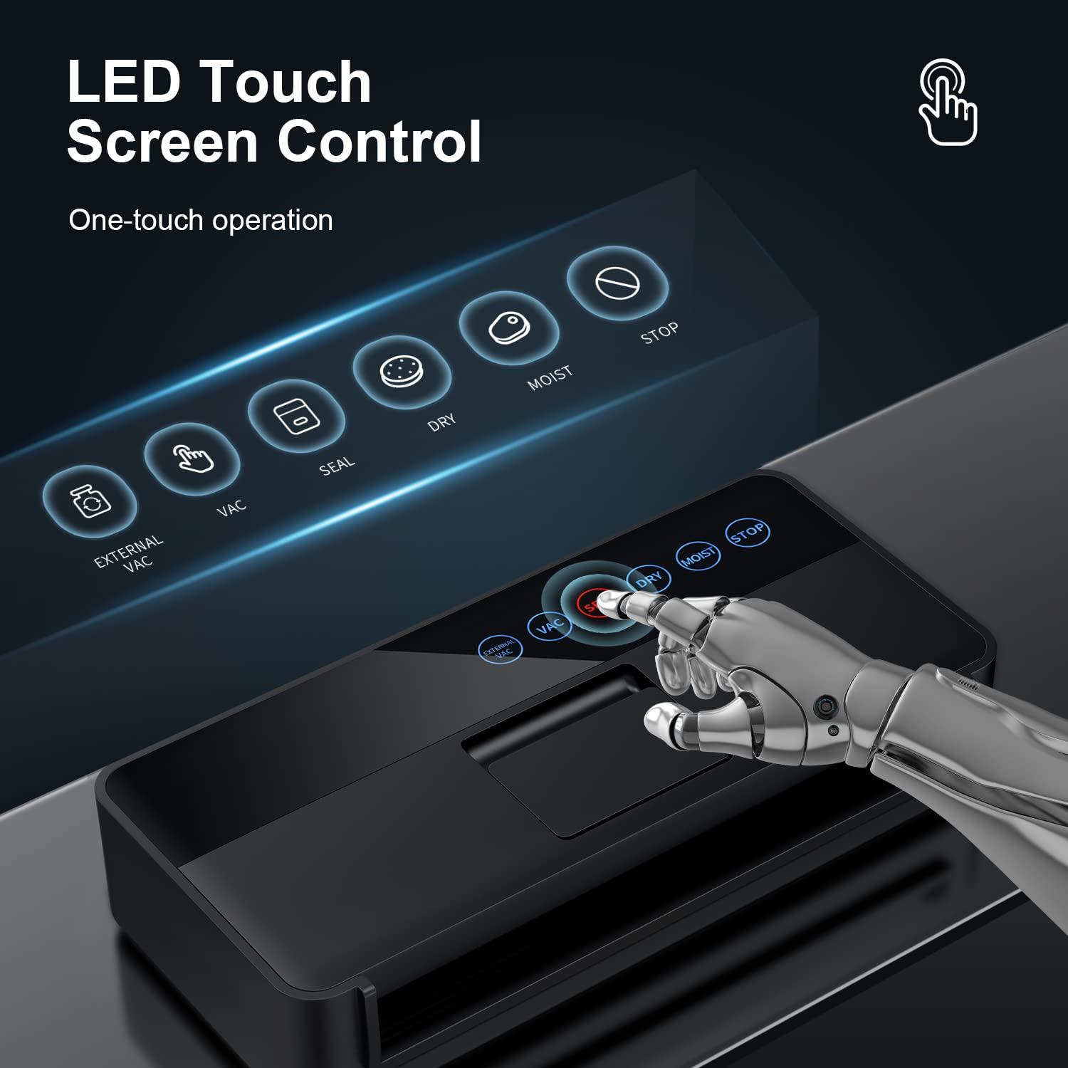 Vacuum Sealer Machine, Full Automatic Food Sealer (95Kpa), vacuum sealers bags, Air Sealing System Dry, Moist Food Preservation Modes, Lab Tested, LED Indicator Lights