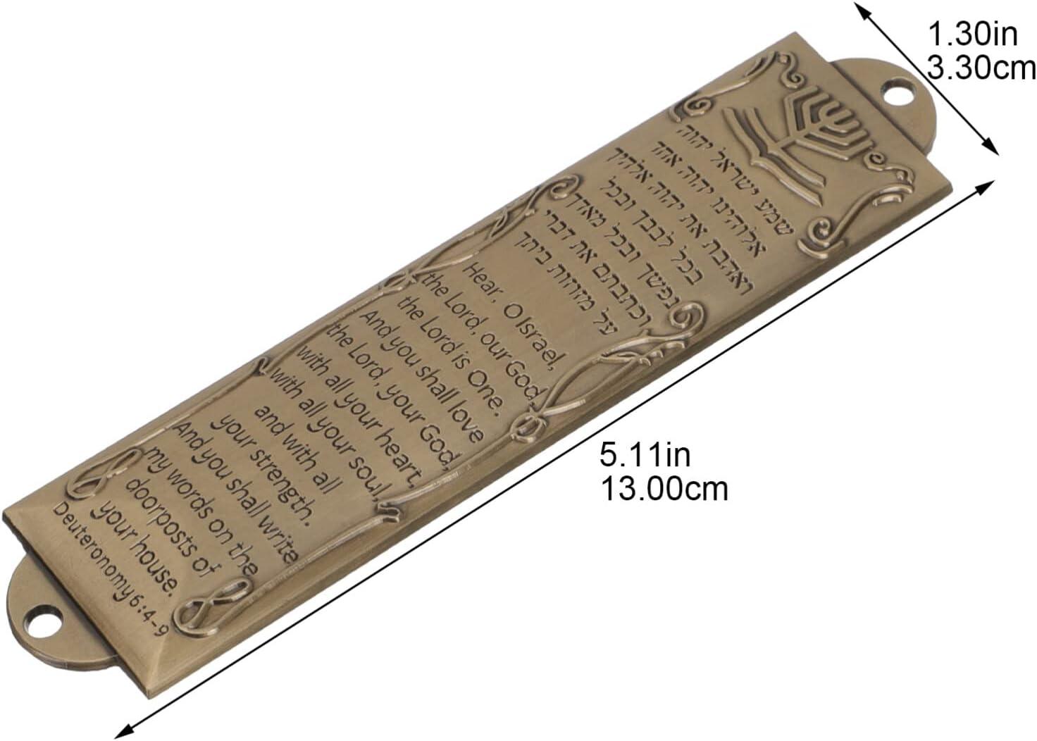 Vintage Metal Mezuzah Case with Hebrew Scroll Blessing