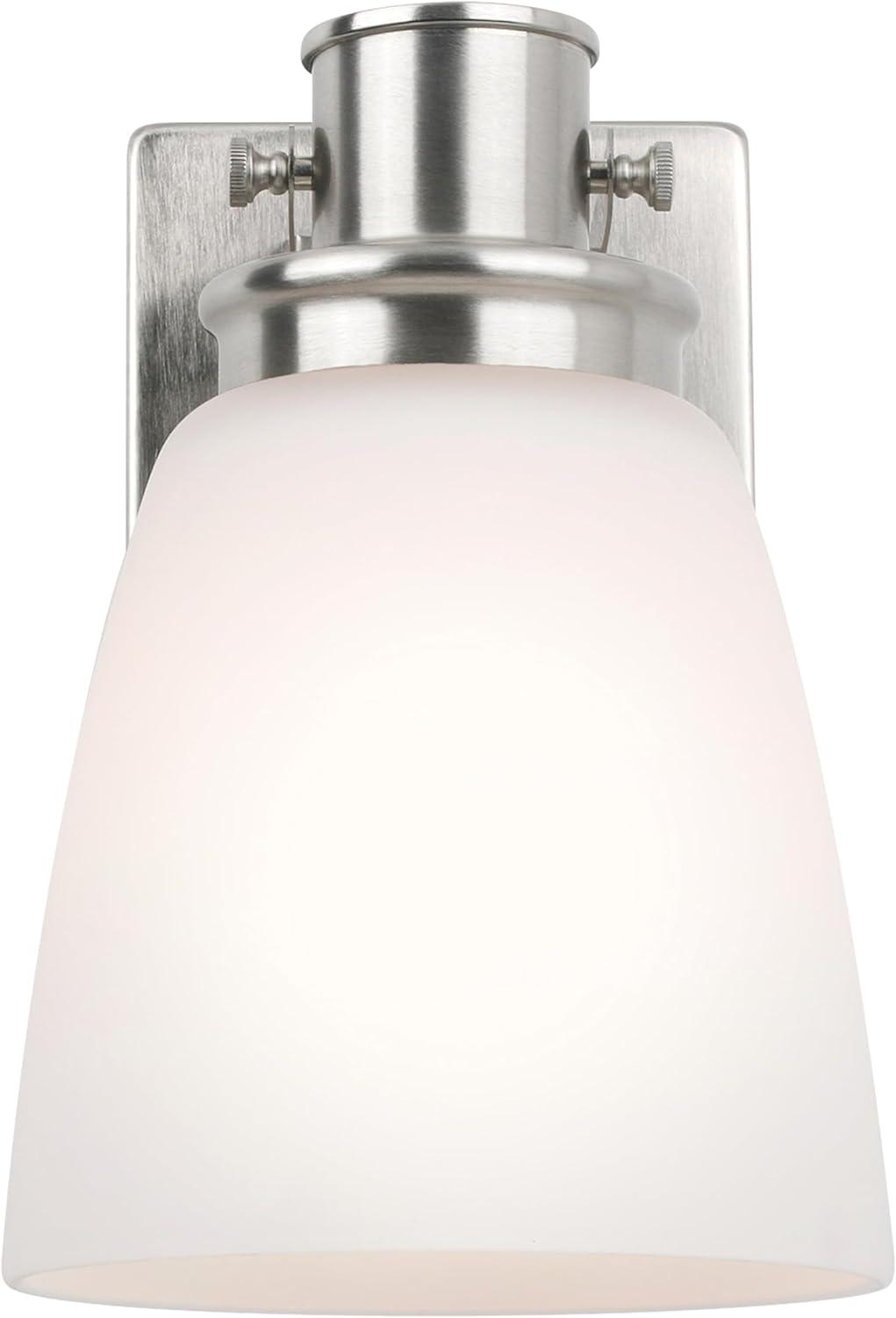 Design House Atkinson Satin Nickel and Frosted Glass Dimmable Incandescent Bulb Wall Light