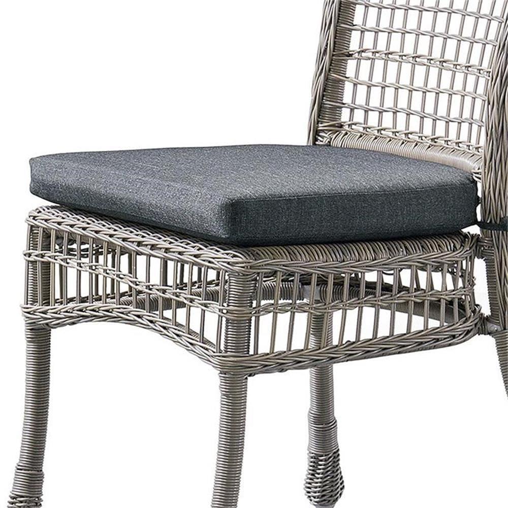 Asti All-Weather Gray Wicker Outdoor Set of Two Dining Chairs with Cushions