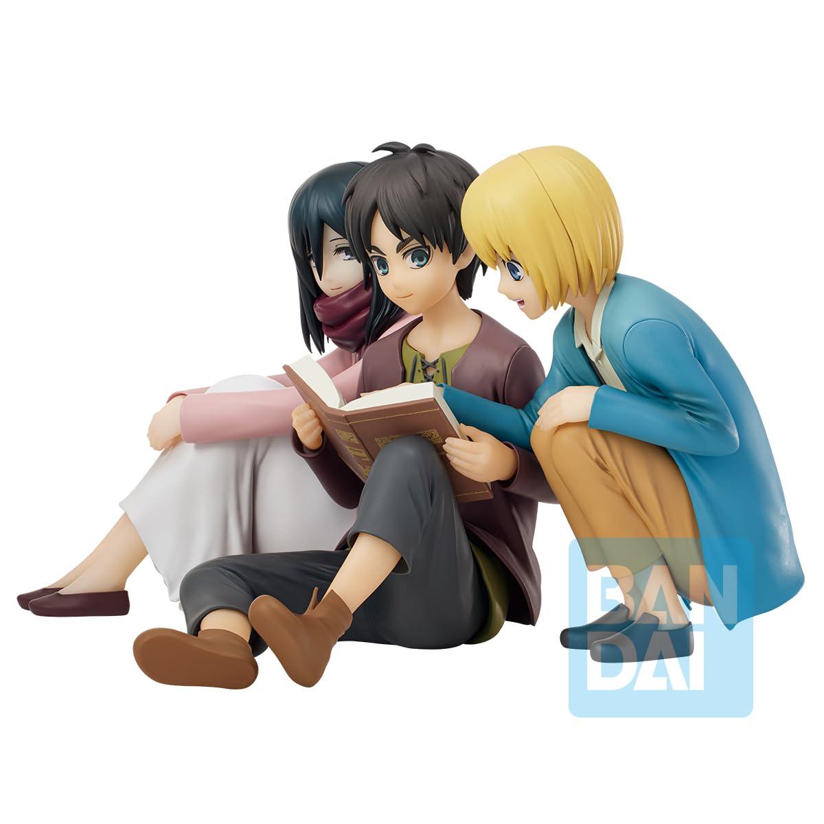 Attack On Titan Ichibansho Eren Jaeger & Mikasa Ackermann & Armin Arlert Collectible Figure (Rumbling)