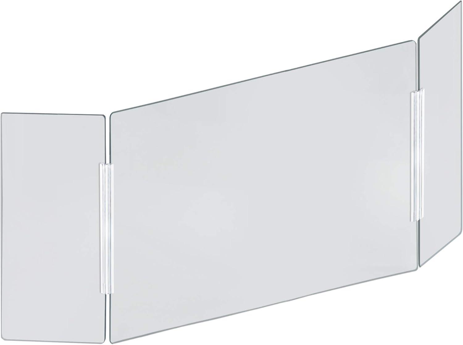 Azar Displays 176196-100 X-Large 62" wide x 30" high Clear Acrylic Tri Fold PLEXIGLASS Protective Shield, Sneeze Guard, Personal Barrier, adjustable heights for pass through on the bottom