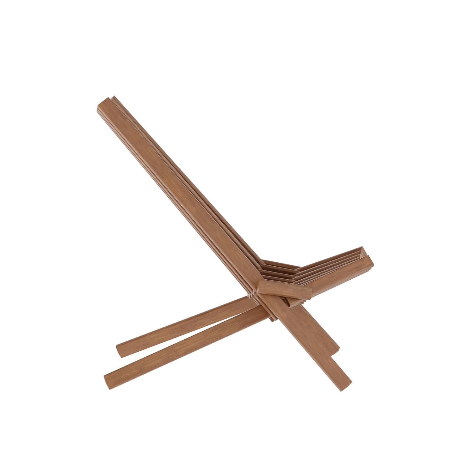 Flash Furniture Delia Commercial Grade Indoor/Outdoor Folding Acacia Wood Chair, Low Profile Lounge for Patio, Porch, Garden, Brown