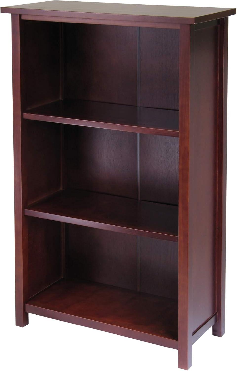 42.99" 7pc Verona Set Storage Shelf with Folding Fabric Baskets Walnut - Winsome: Mid-Century Modern, Wood Composite