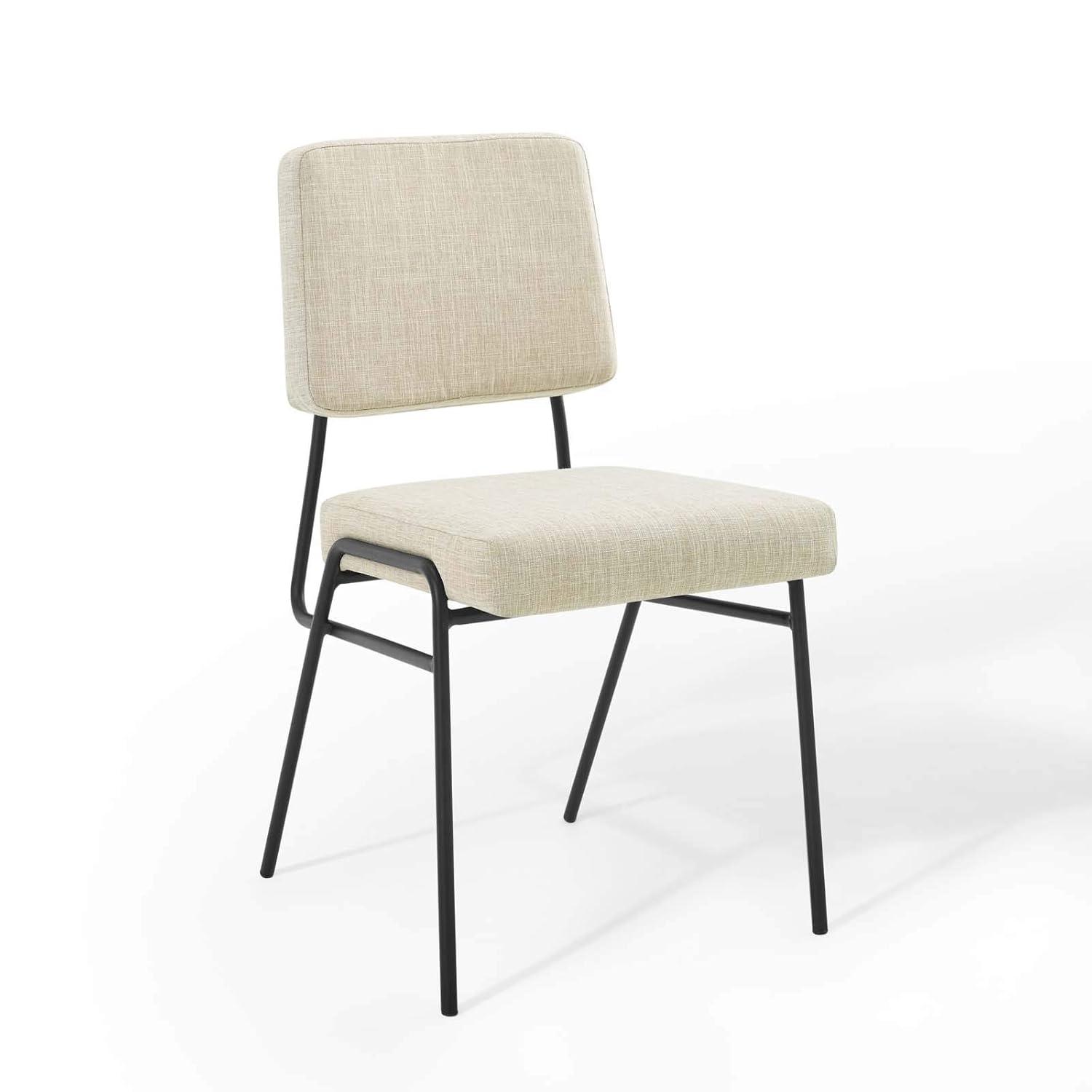 Modway Craft Dining Side Chair Upholstered Fabric Set of 2 in Black Beige