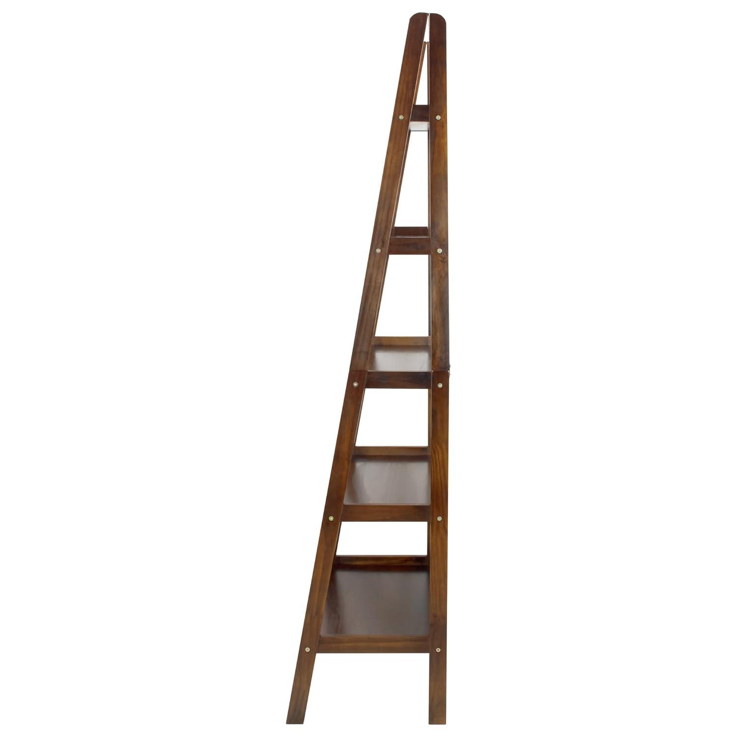 HomeStock City Chic Shelf Bookcase Spacious Shelves for Ample Storage and a Contemporary Appearance, Perfect for Home Decor-Color:Warm Brown,Size:5 Tier Ladder