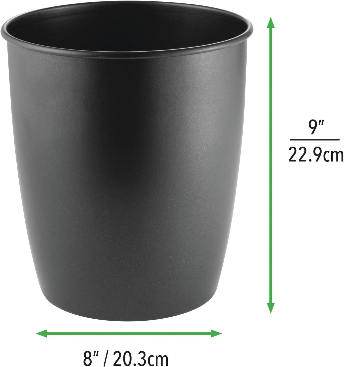 Matte Black Small Round Steel Bathroom Trash Can