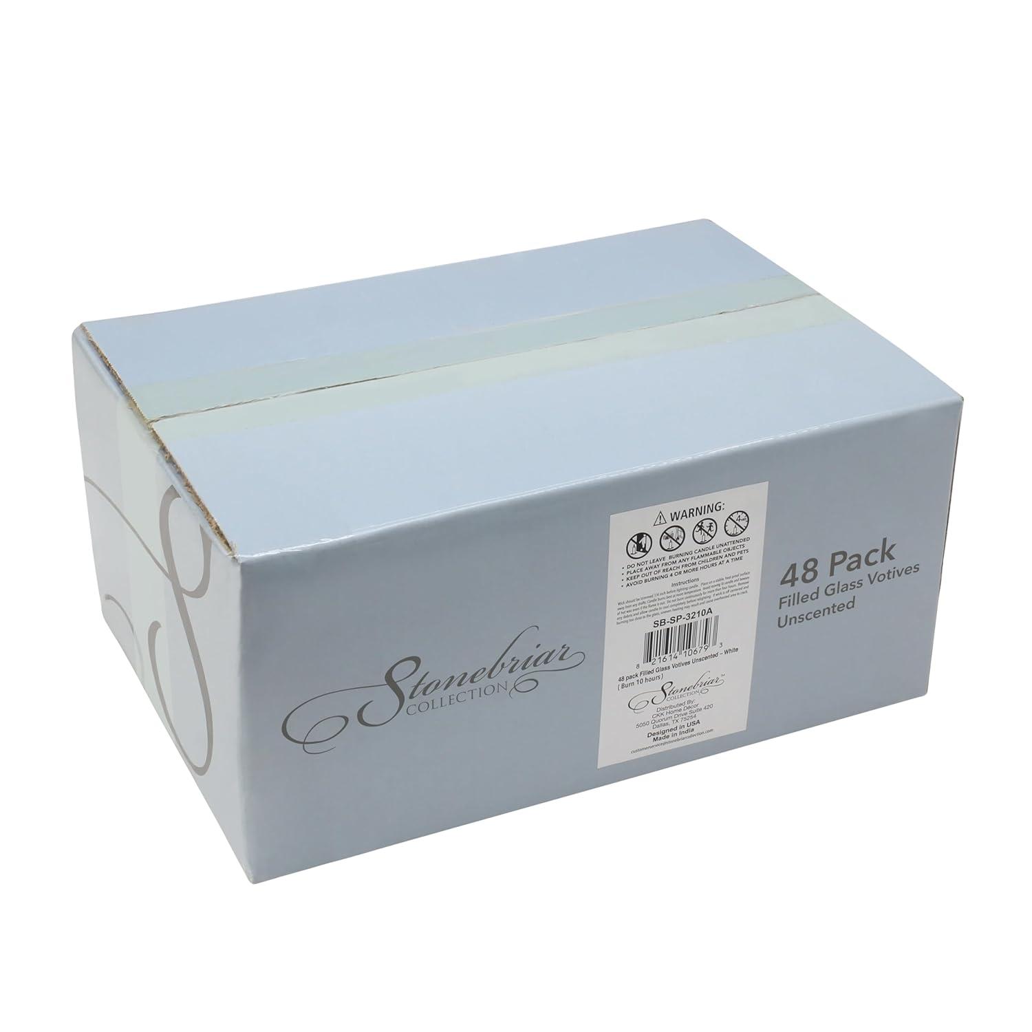 The Party Aisle™ Stonebriar Unscented Votive Candle with Glass Holder (Set of 48)