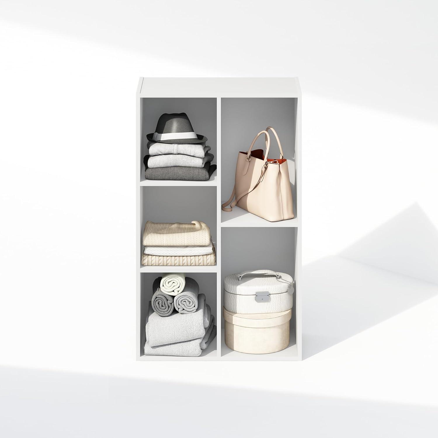 KINOFO 5-Cube Open Shelf Clothing & Closet Storage Organization, White
