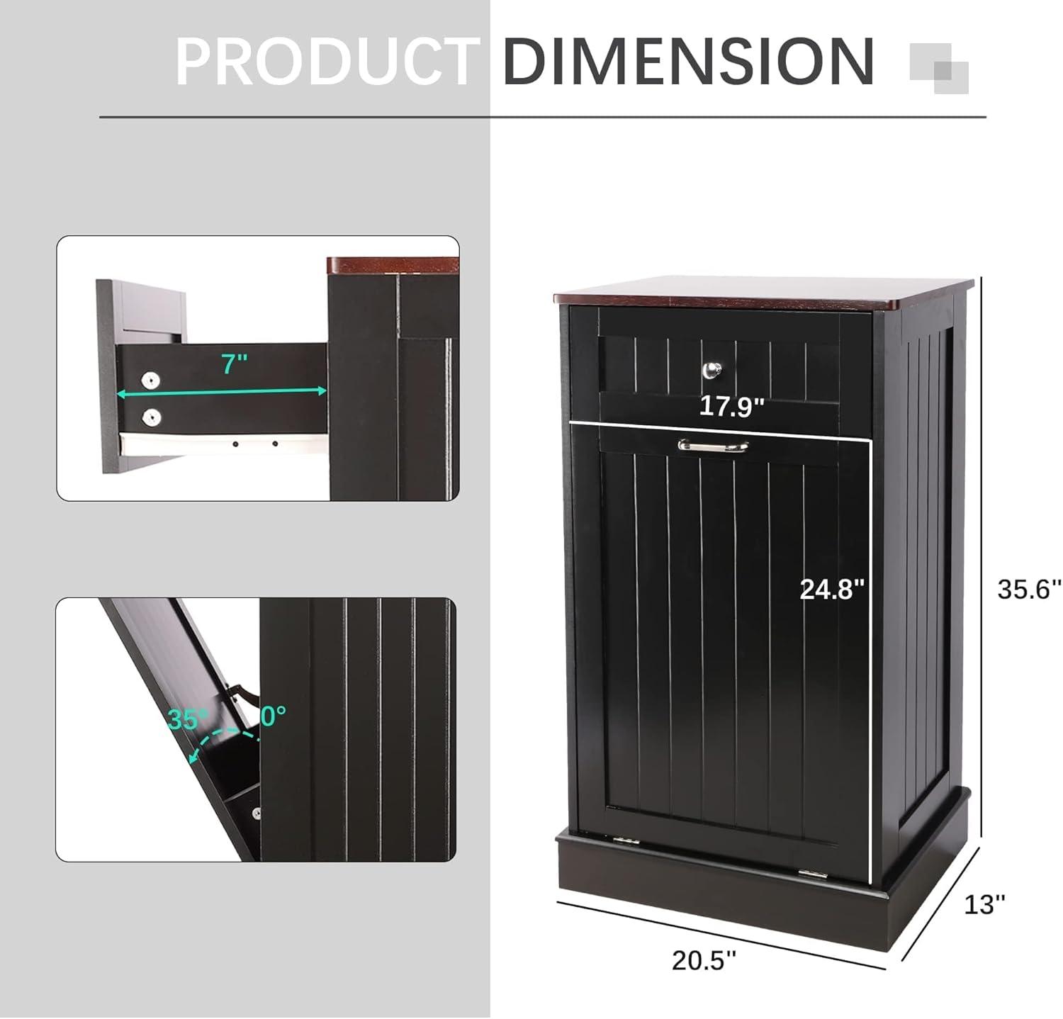 Alaulm 10 Gallons Tilt out Trash Can Cabinet with Drawer, Freestanding Kitchen Trash Can Cabinet (Not Include Trash Can)