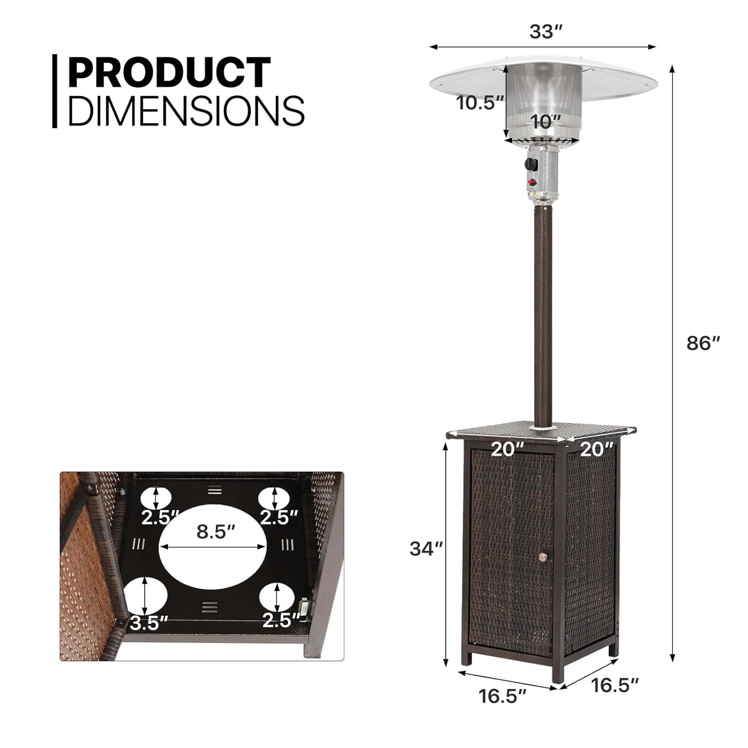 MoNiBloom Outdoor Patio Heater, 48,000 BTU Gas Propane Standing Patio Heater for Commercial & Residential Use