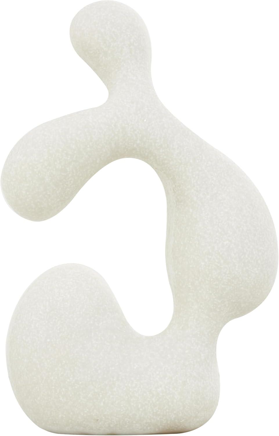 White Polystone Abstract Asymmetrical Decorative Sculpture