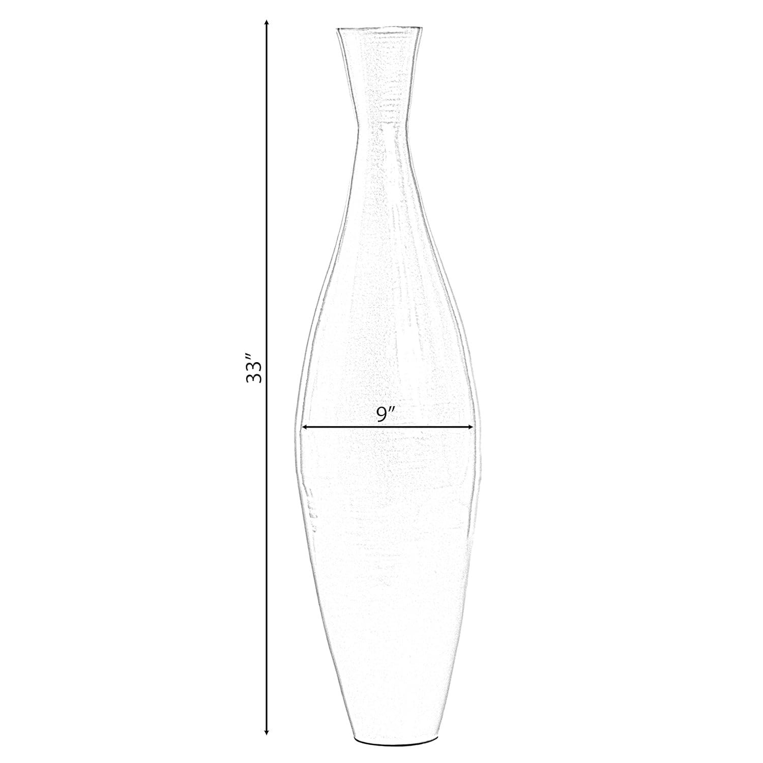 Tall 33 Inch Modern Bamboo Narrow Trumpet Floor Vase - Elegant Decoration Modern Accent Piece, Living Room Decor, Handcrafted Bamboo Art, Gold Small