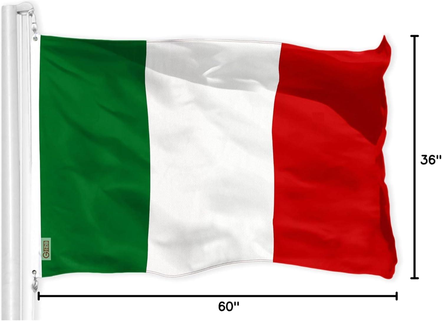 G128 - Bandera Italiana de 3x5 Pies Impresa con Ojales de Latón en Material de Poliéster 150D