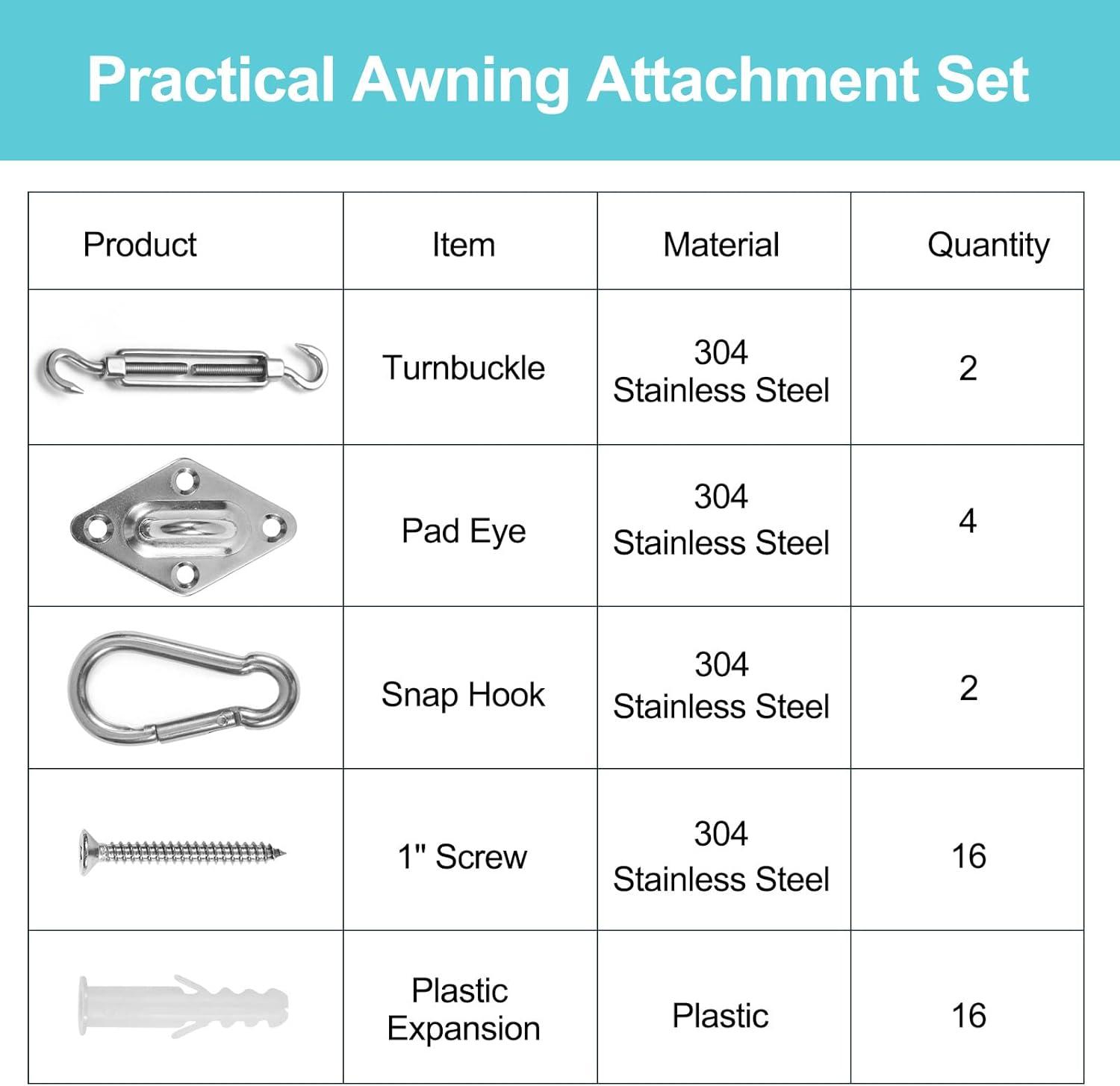 Heavy Duty Stainless Steel Sun Shade Sail Hardware Kit