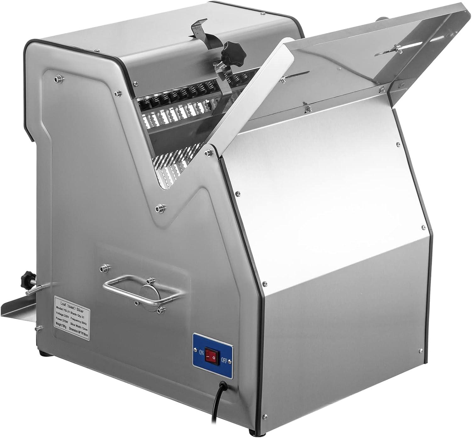 VEVOR Commercial Toast Bread Slicer 12mm Thickness, Electric Bread Cutting Machine 31 Pcs, Commercial Bakery Bread Slicer,110V Toast Cutter Cutting Machine, Bread Cutter for Bread Sheet Cutter Cutting