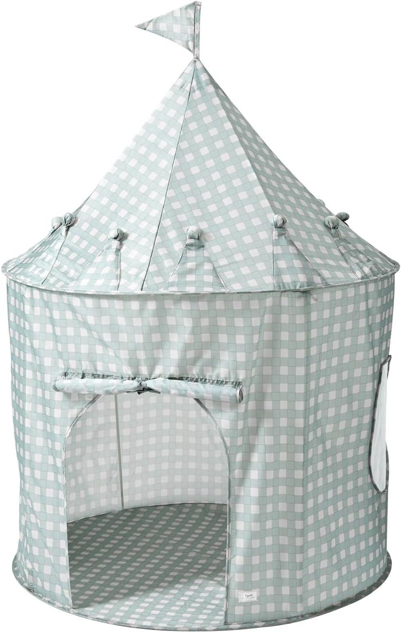 Gingham Blue Recycled Fabric Kids Play Tent Castle