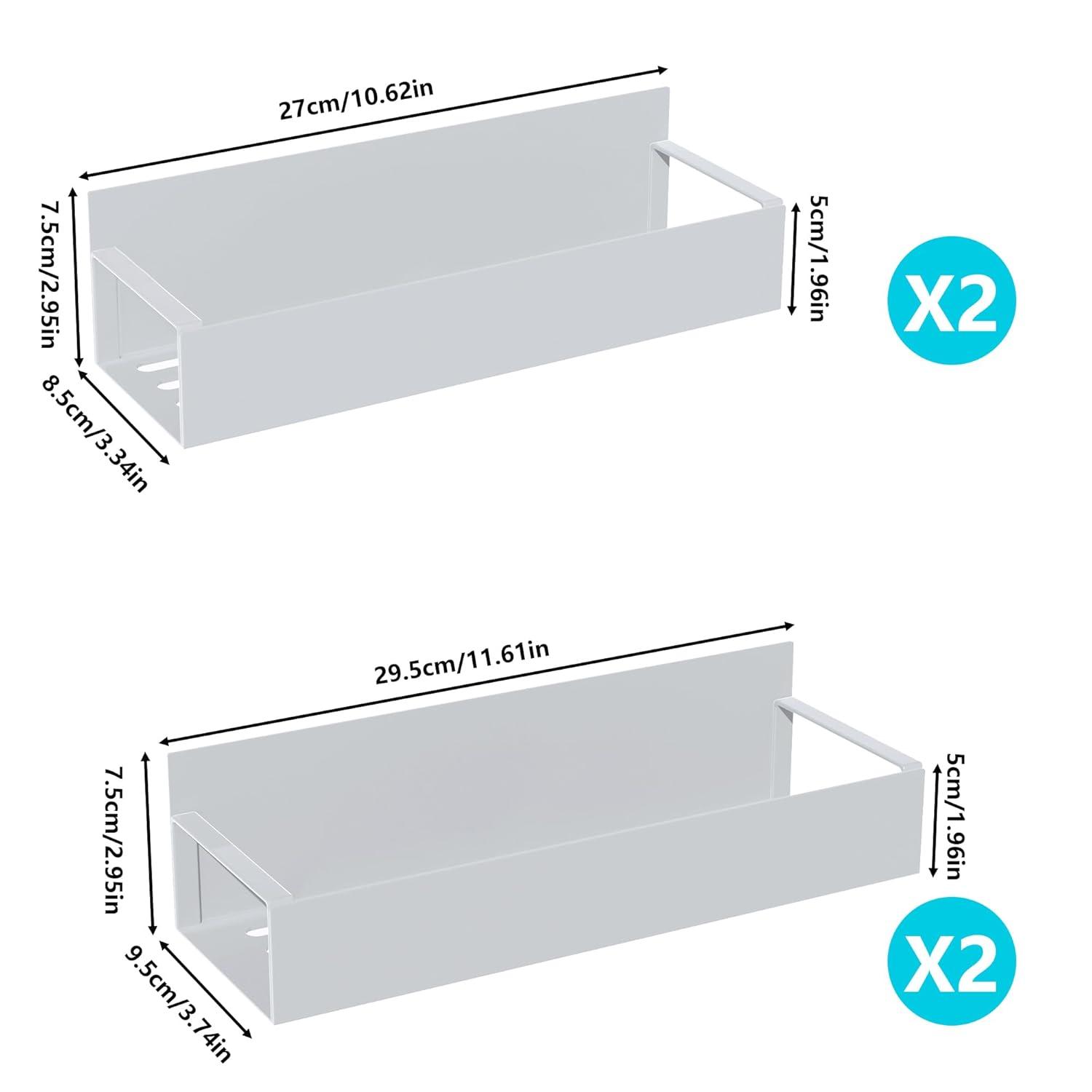 4 Pack Magnetic Spice Rack Organizer for Refrigerator and Oven, Gray Metal Strong Magnetic Shelf for Fridge Organizers and Storage, YSWJ-107