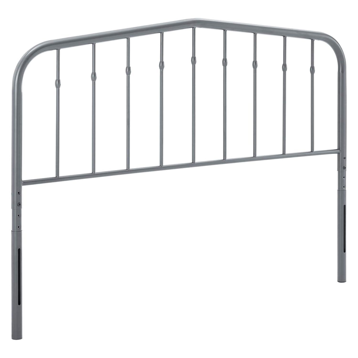 Modway Cabecero Ajustable de Metal Estilo Granja Moderno Lennon, Tamaño Completo, Gris