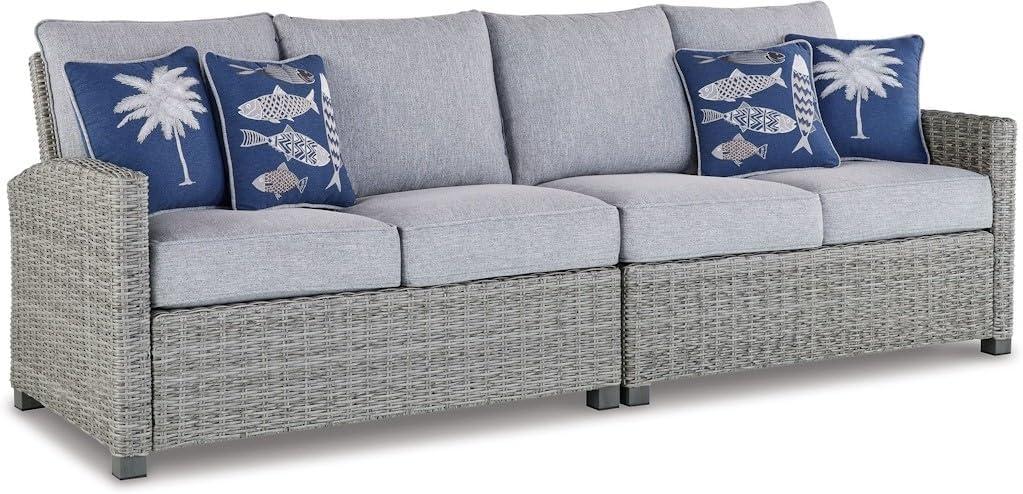 Ashley Furniture Naples Beach Light Gray Outdoor Loveseat Set - Set of 2