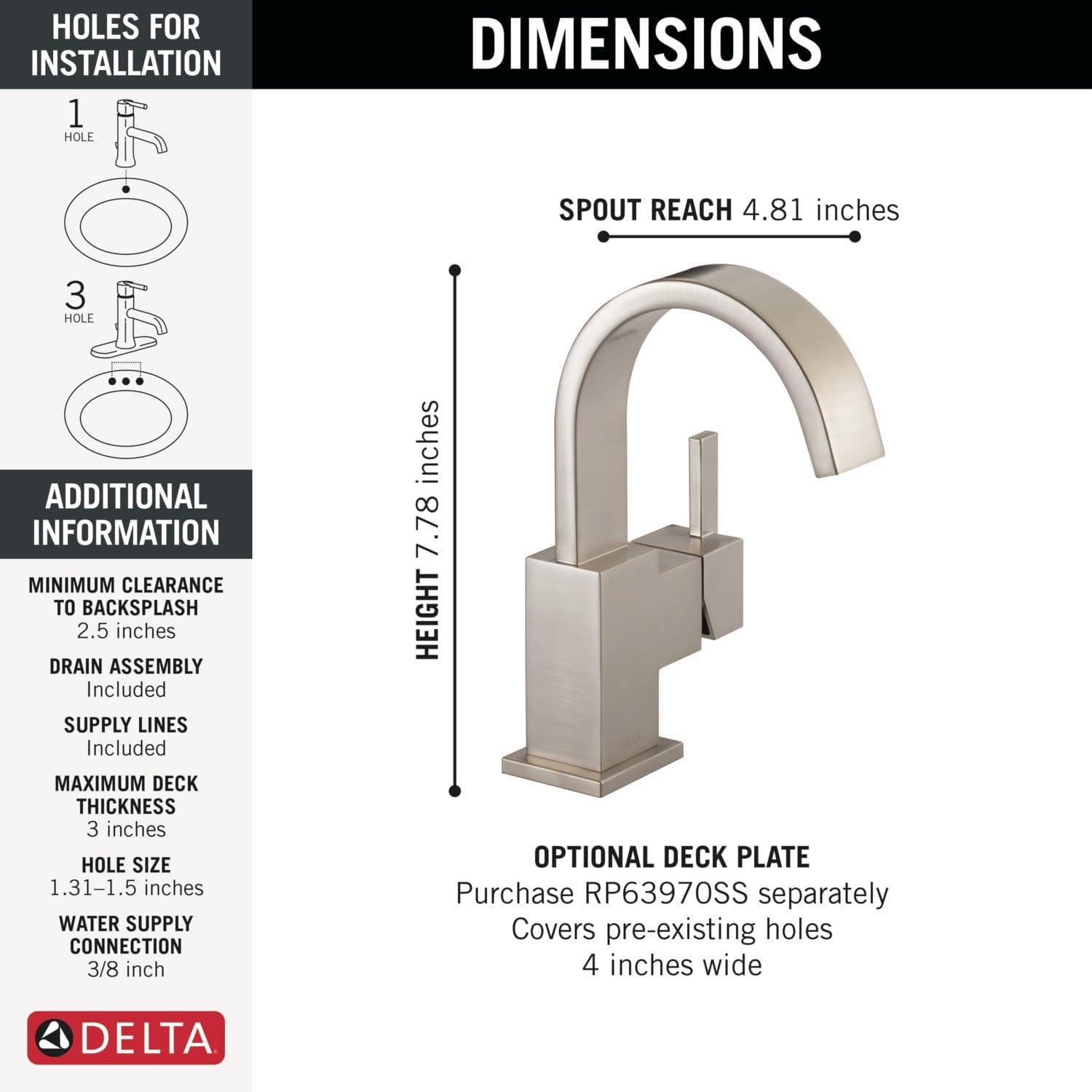 Vero Single Hole Bathroom Faucet with Drain Assembly, Single Handle Bathroom Sink Faucet