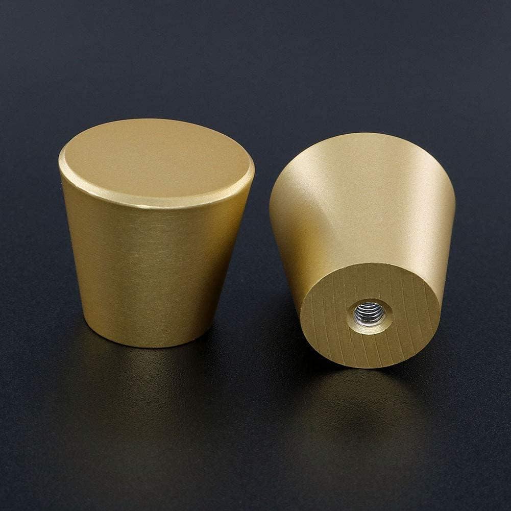 Round Brushed Brass Cabinet Knobs with Mounting Hardware, Set of 10