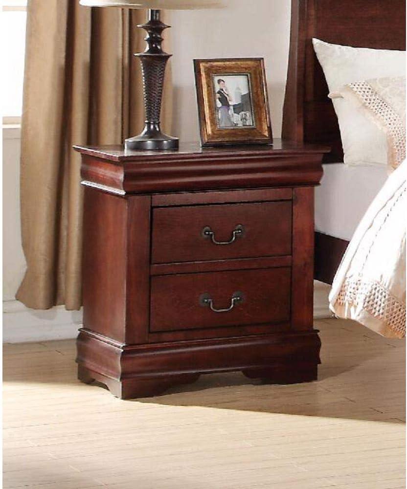 Elegant Cherry Wood Nightstand with Brush Nickel Accents