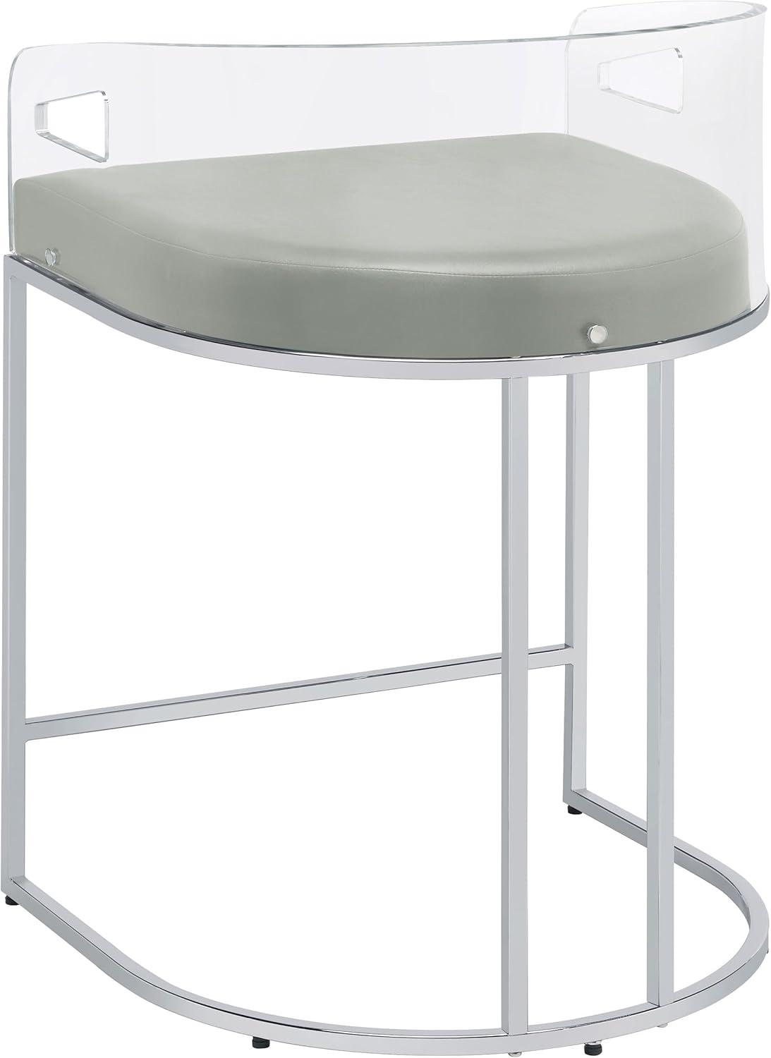Coaster Faux Leather Counter Height Stools with Acrylic Back in Gray