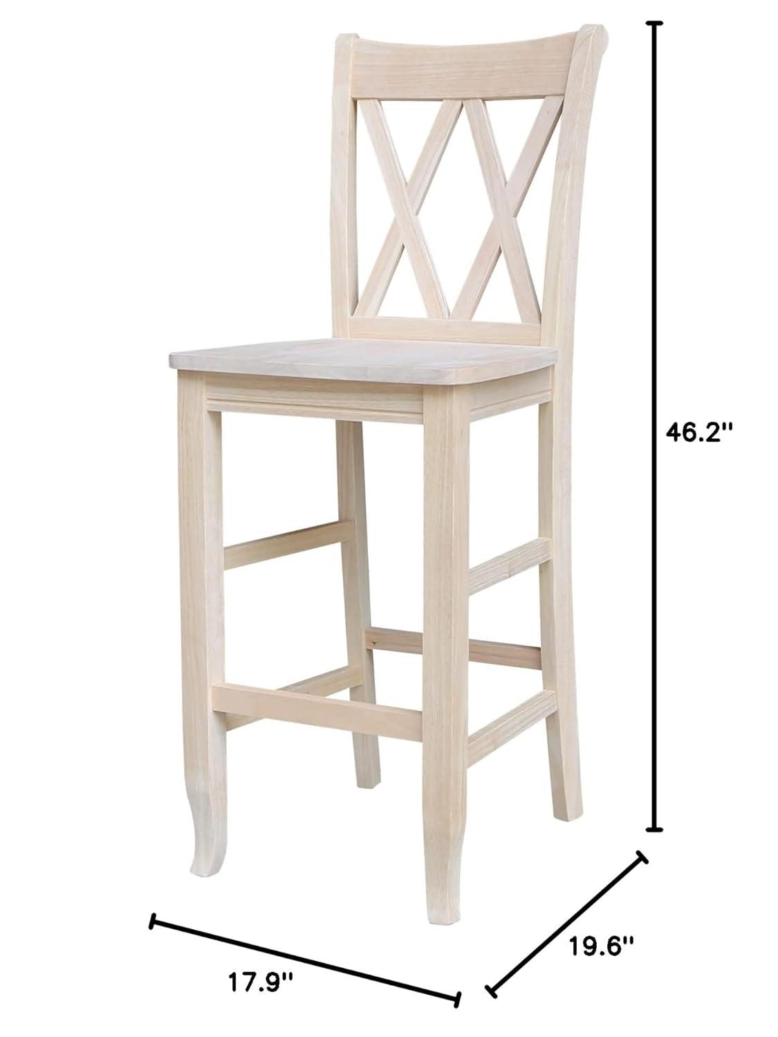 International Concepts 30" Double X Back Counter Height Barstool Unfinished: Solid Wood, Armless