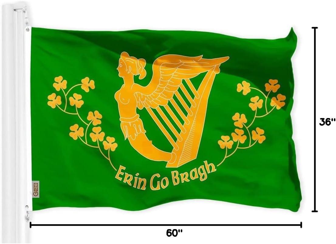 Erin Go Bragh Green and Gold 3x5 Ft Polyester Flag