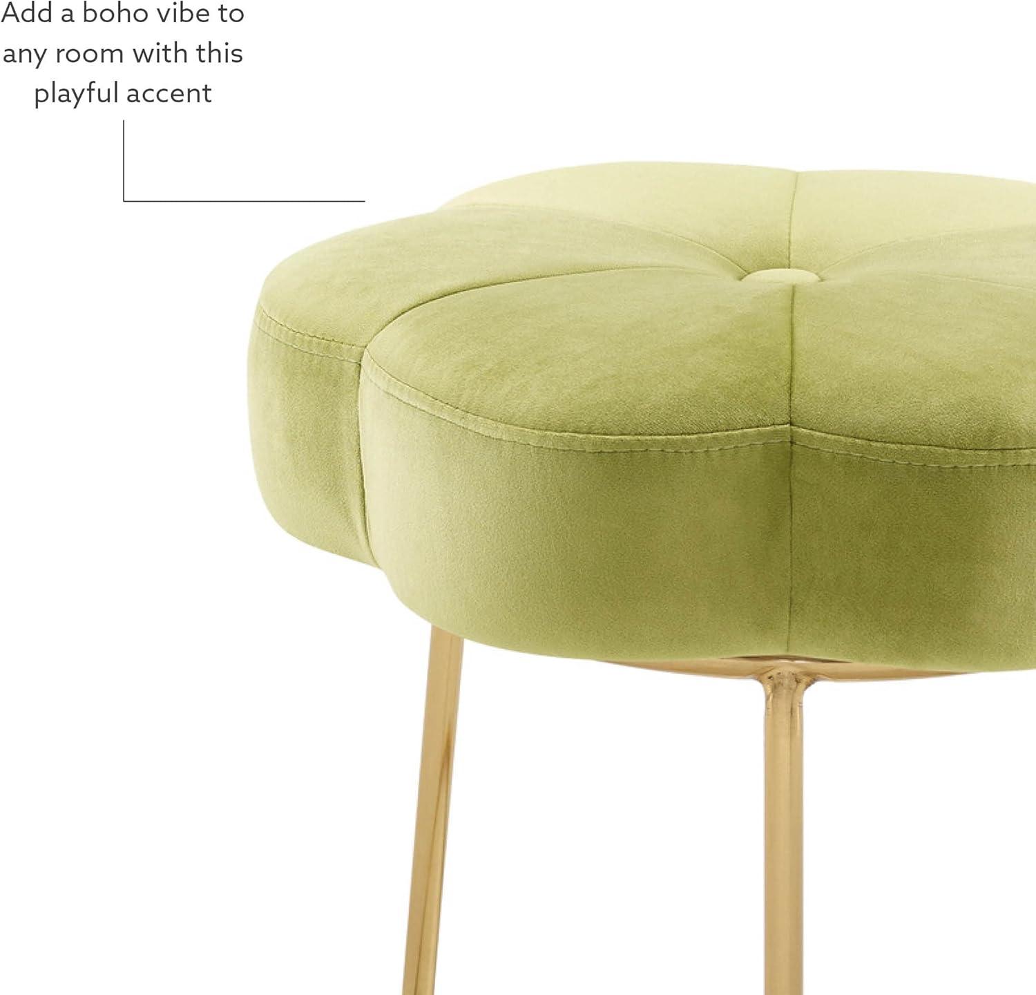 Seraphina Gold Plated Base Light Green Velvet Vanity Stool