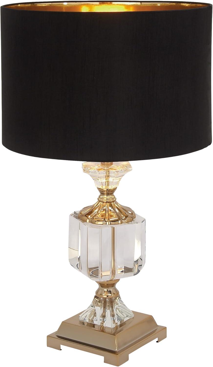 Crystal Table Lamp with Drum Shade Gold - Olivia & May: Faux Silk Shade, No Assembly, Modern Decor