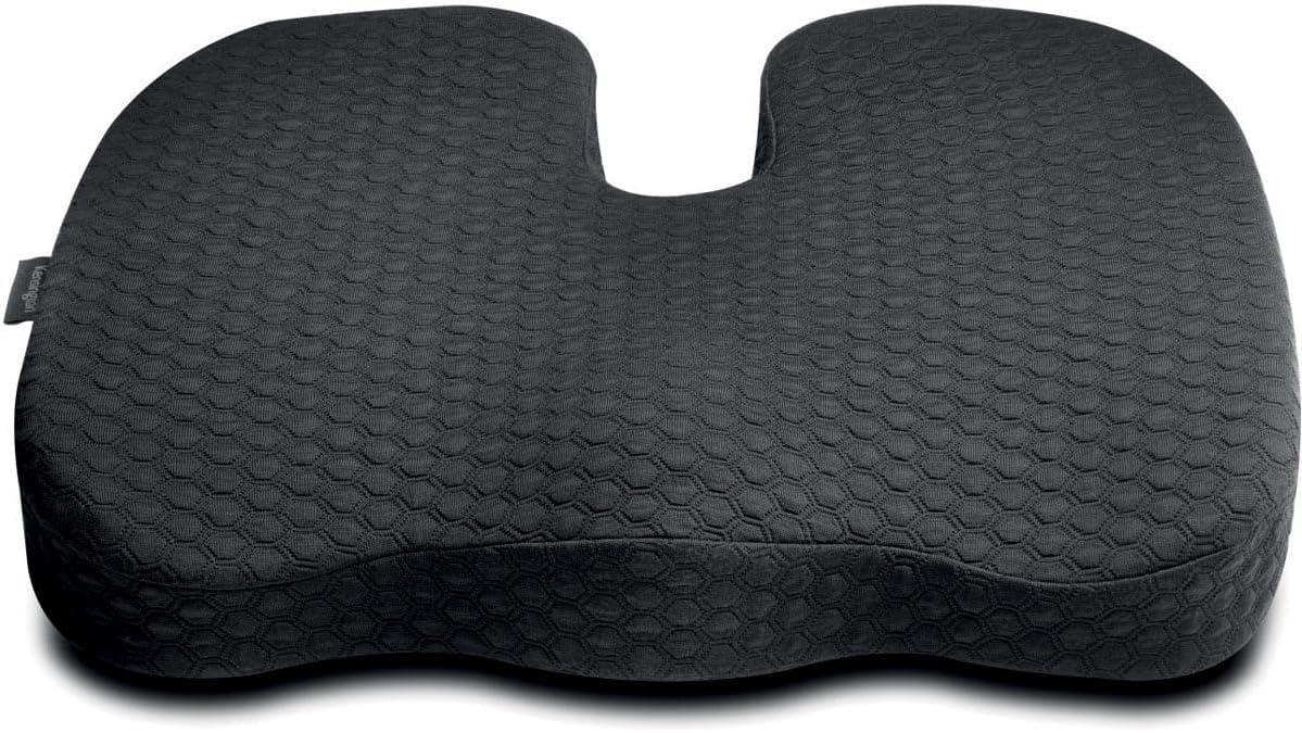 Kensington Premium Cool-Gel Seat Cushion 14" x 18" - Gel Filling - Fabric Cover - Foam - Comfortable, Durable, Anti-slip, Ergonomic Design, Machine Washable, Carrying Strap - 1Each