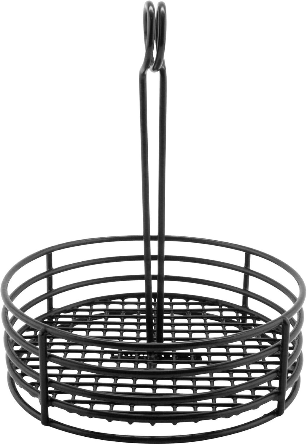 G.E.T. Enterprises Black Round Stainless Steel Condiment Caddy Iron Teflon Coated Table Caddies Collection 4-31860 (Pack of 1)