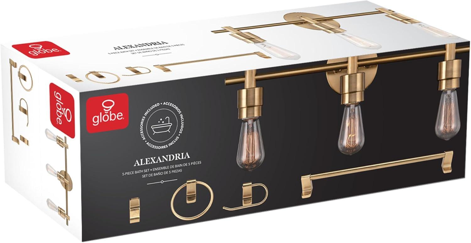 Alexandria 5-Piece Matte Brass Bathroom Set