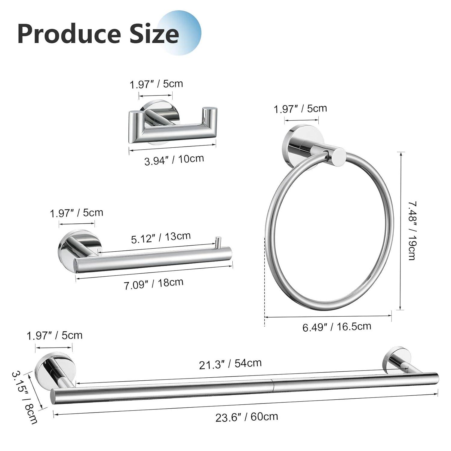 Polished Chrome Stainless Steel 10-Piece Bathroom Hardware Set
