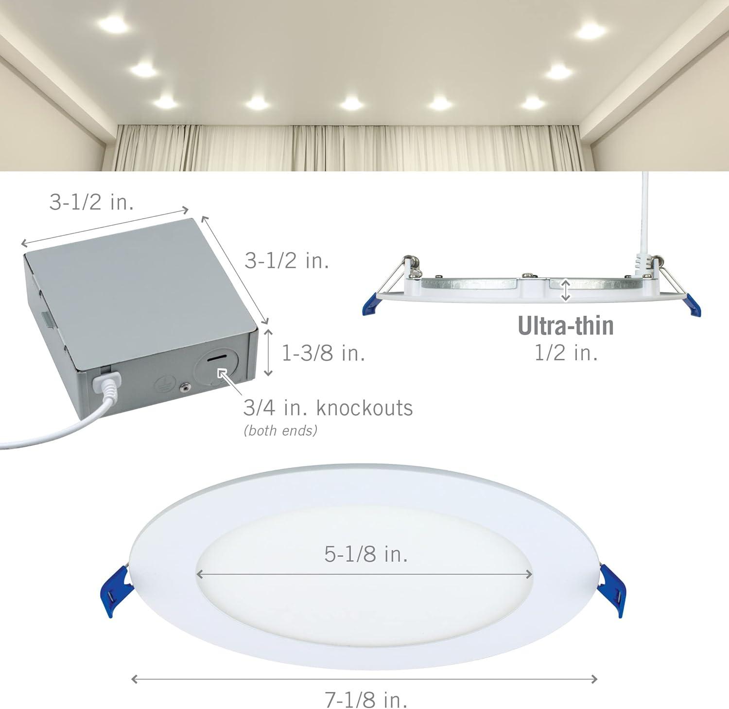 White Canless Smart RGB+WW LED Recessed Downlights for New Build, 4 Pack