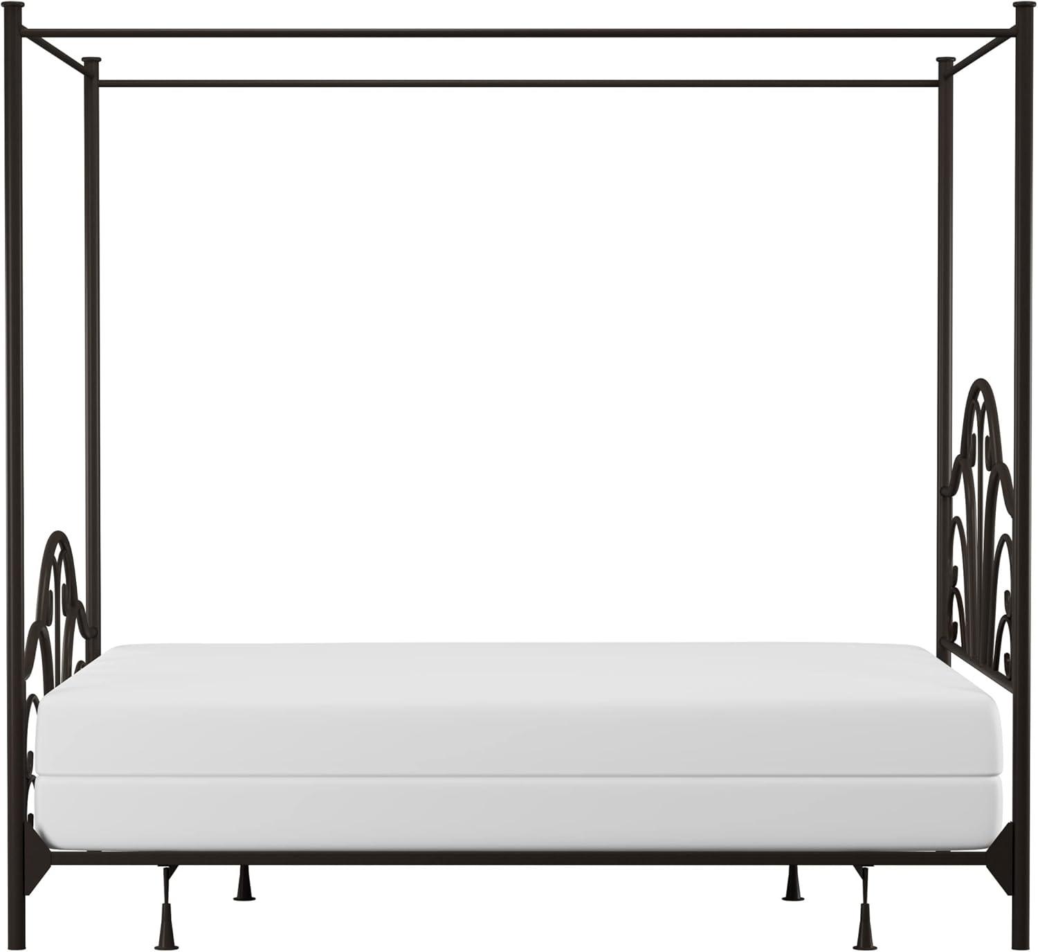 Desert Fields Dover Canopy Metal Bed Frame, Full, Textured Black