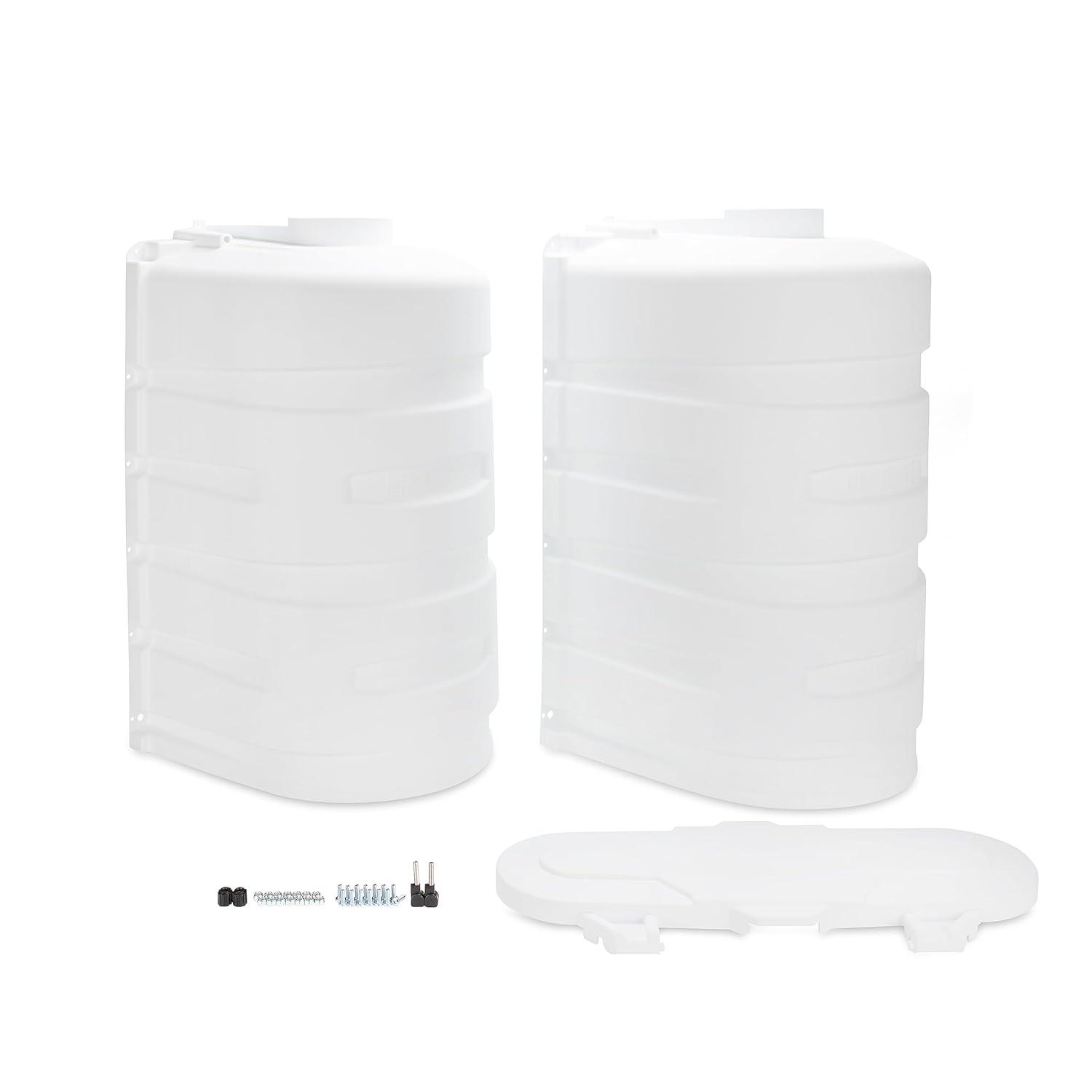 Camco Camper/RV Propane Tank Cover | Features Hinged Top Panel & Custom Molded Design | Fits (2) 30lb Tanks | Protects Propane Tanks during Travel, Camping, RV Storage and Organization | White (50515)