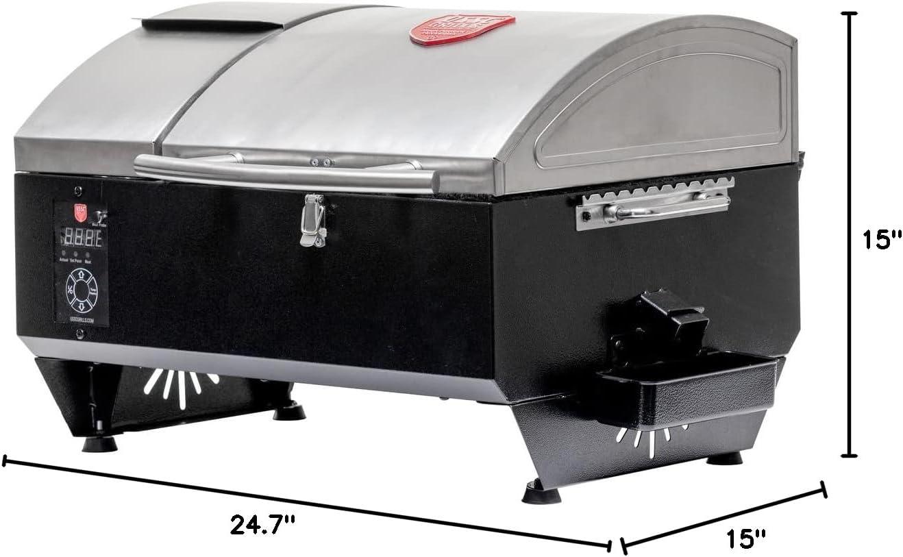 Stainless Steel Portable Tabletop Wood Pellet Grill with Meat Probe