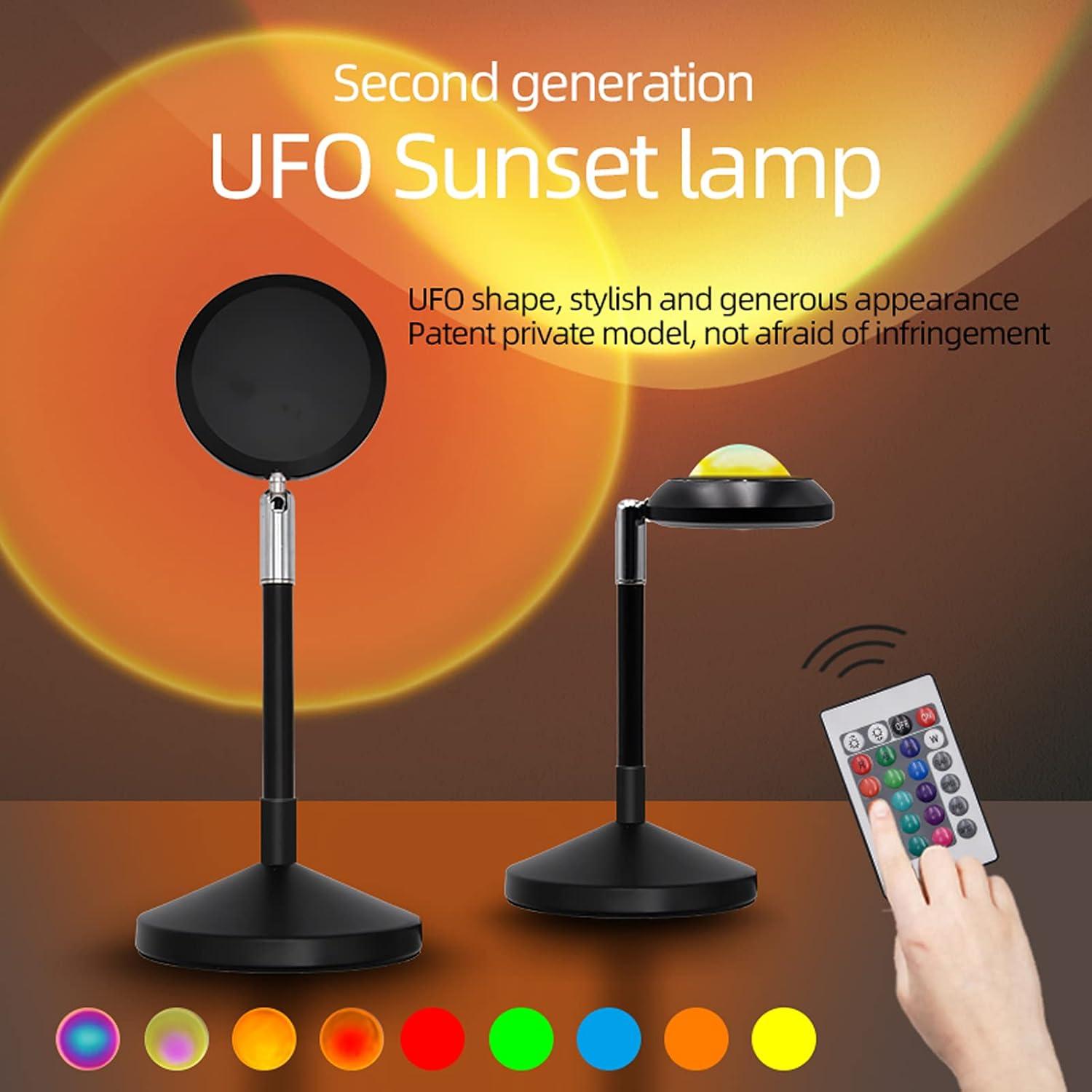 Sunset Lamp Night Light - 16 Colors & 4 Modes Sunset Projection Lamp with Remote, Color Changing Rainbow Sunlight Lamp, Romantic Visual Led Light Projector for Photography Room Decor
