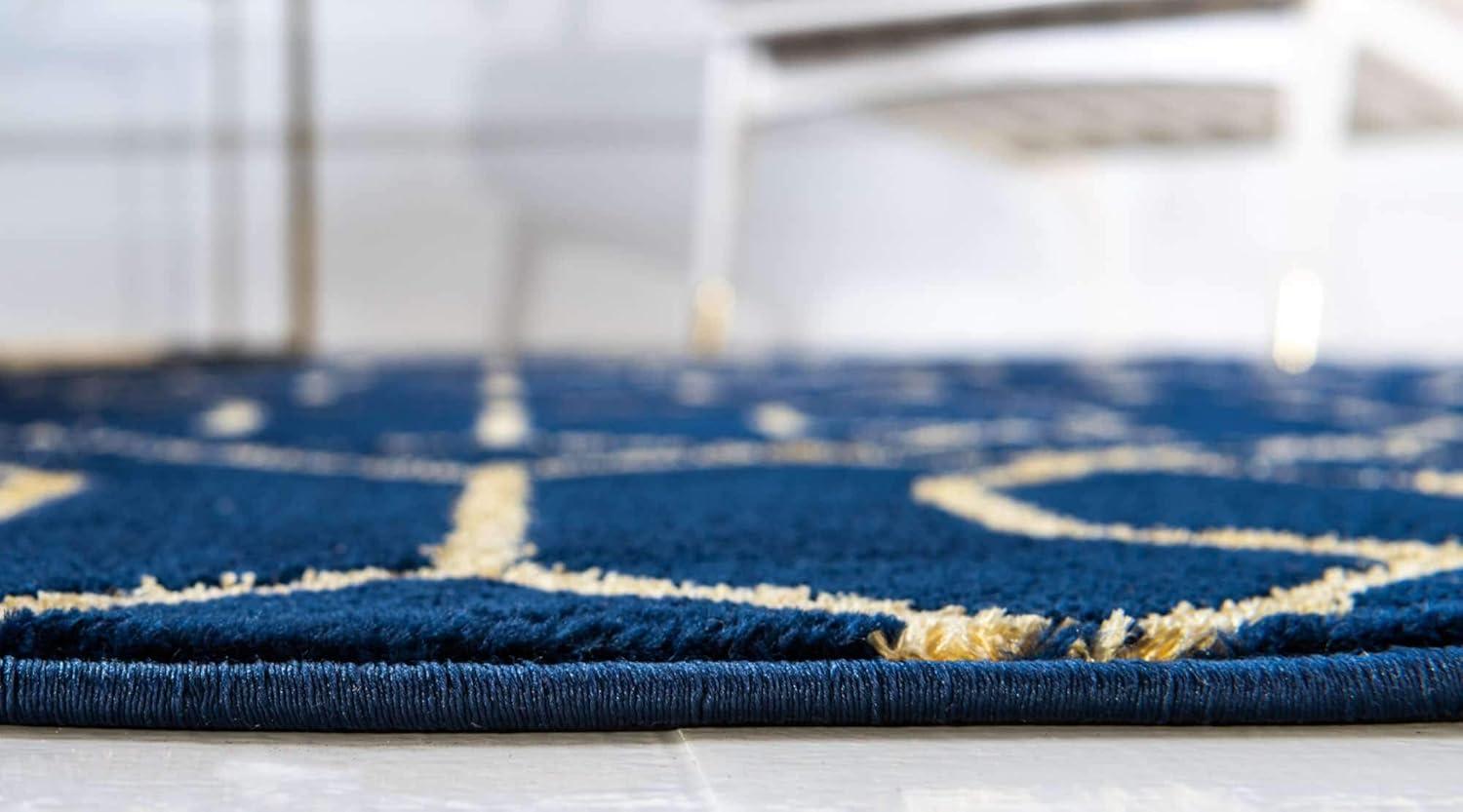 Glam Navy Blue Gold Area Rug