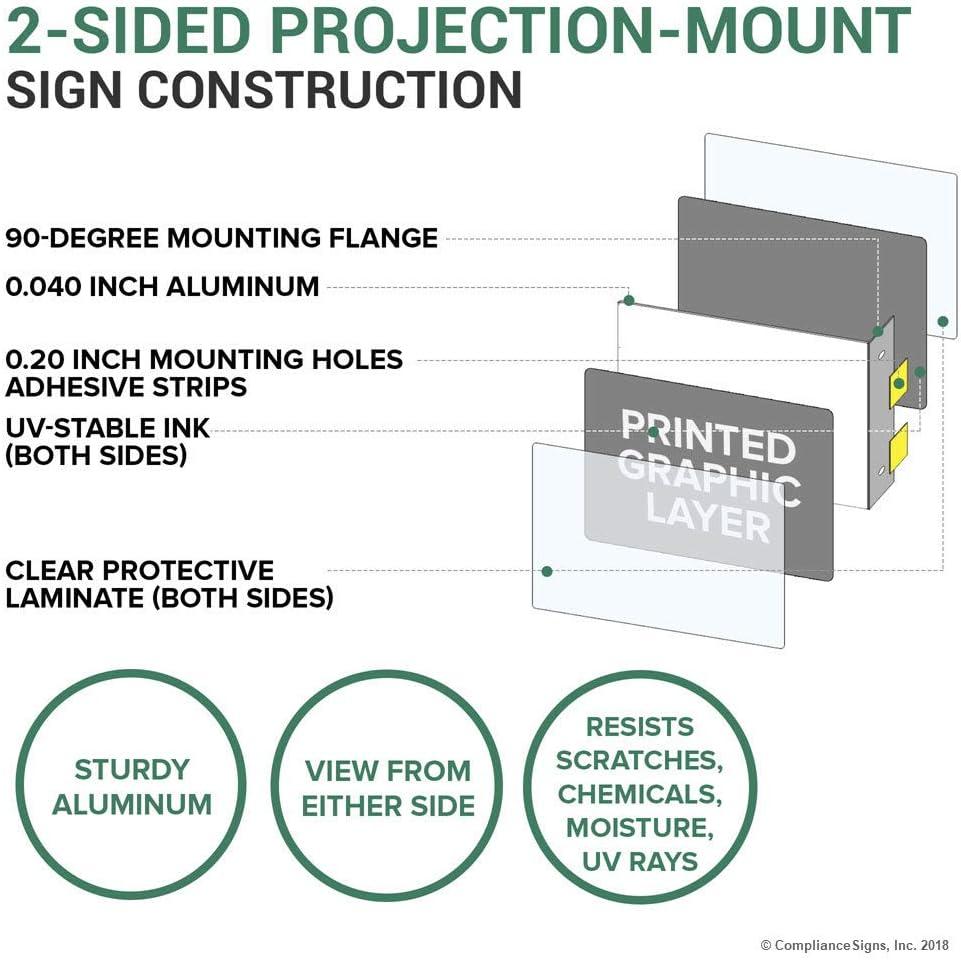ComplianceSigns.com Accessible Restrooms Right Wall Sign, Projection-Mount 13x10 inch Black Aluminum for Public Bathrooms