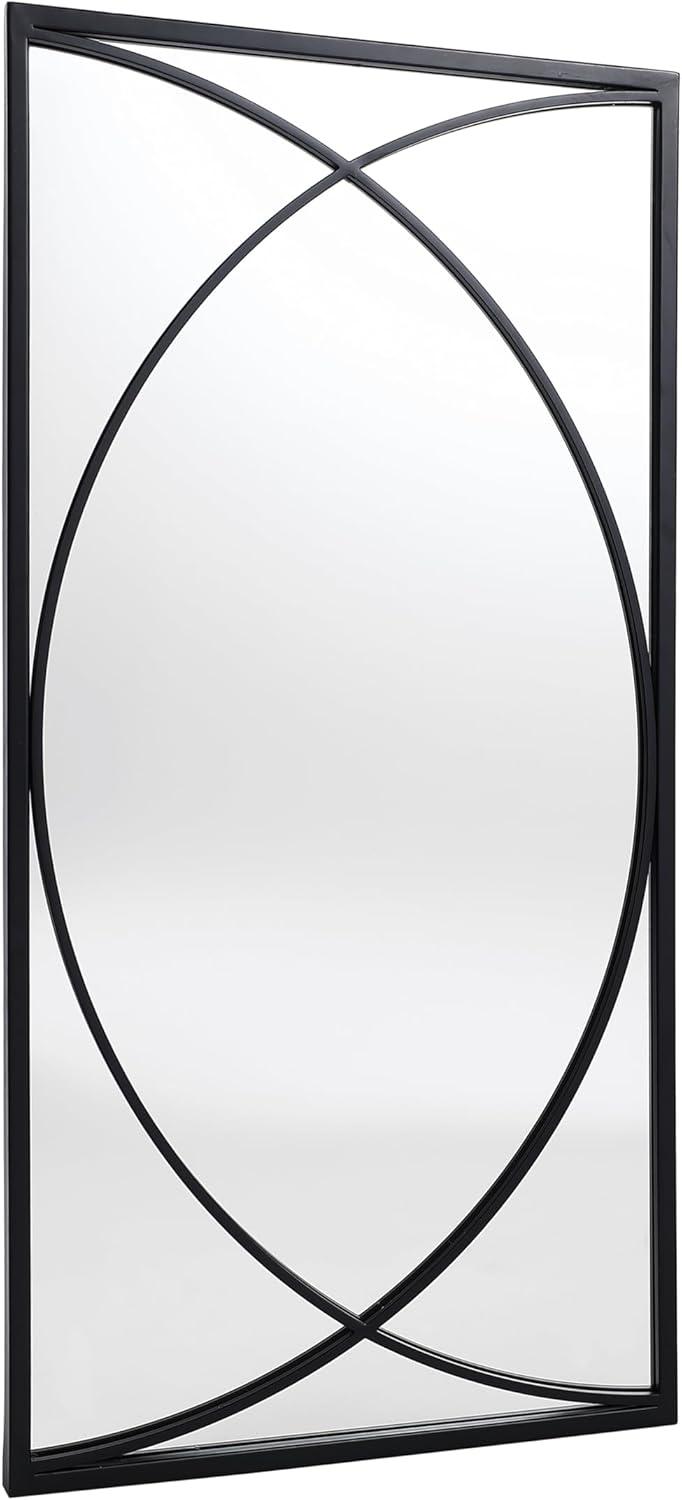 LuxenHome 3-Piece Black Metal Rectangular Wall Mirror Set