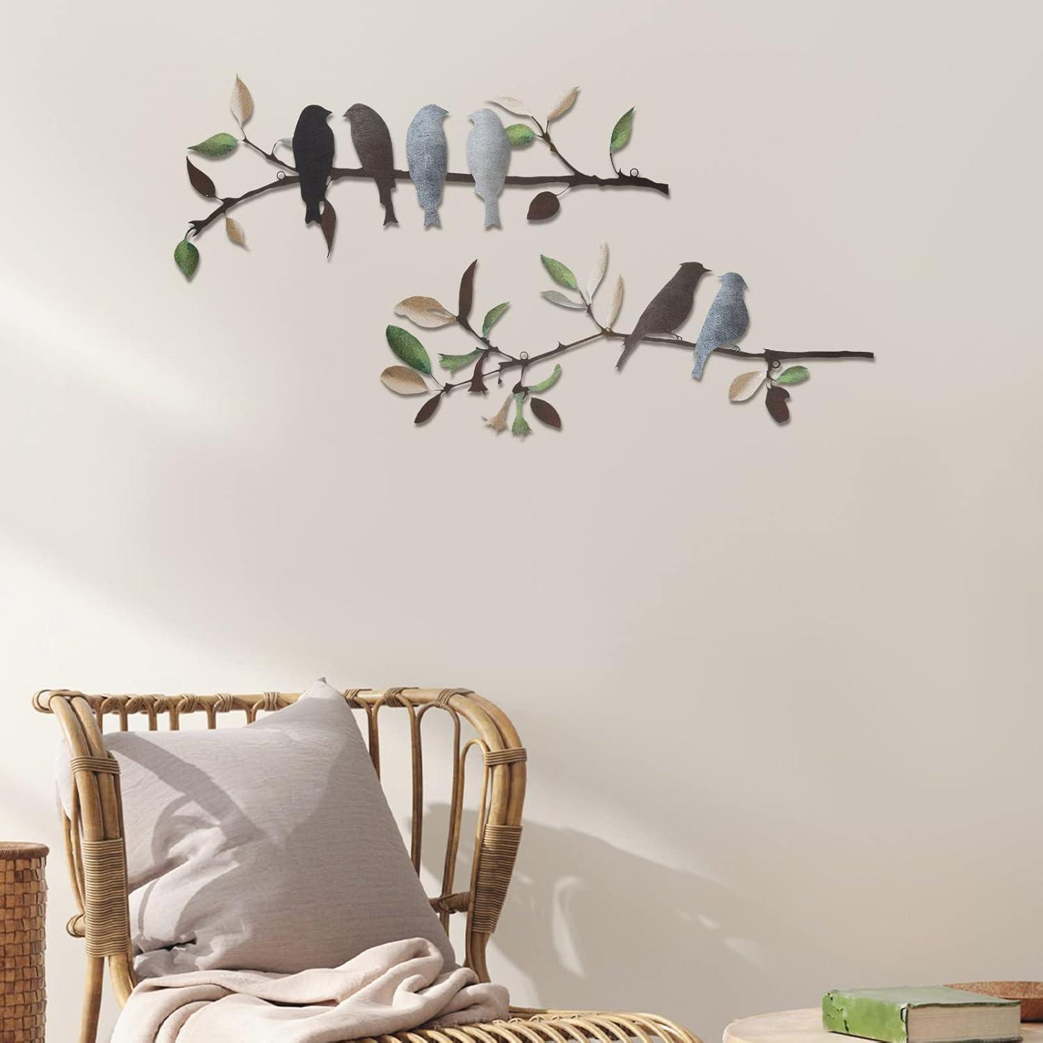 Metal Birds Wall Art Decoration 2pcs Vivid Birds On Branch Wall Metal Birds Decor