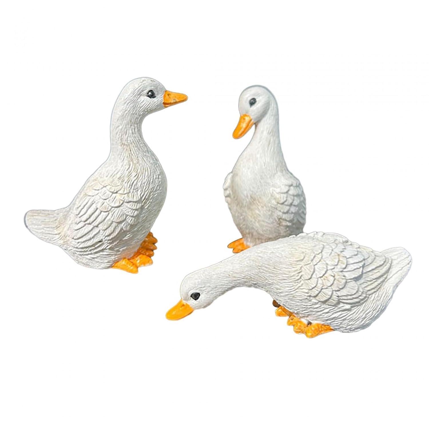 3x Resin Statues Desktop Ornaments Cute Garden Decor Duck Statues Home Decor for Farmhouse Indoors Courtyard Outside Outdoors