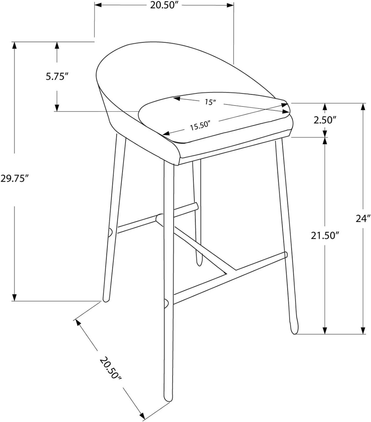 Bar Stool Set Of 2 Counter Height Kitchen Metal Fabric Grey Chrome